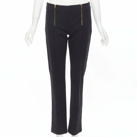 THE ROW black modal cotton dual gold zipper minimal legging pants XSXS