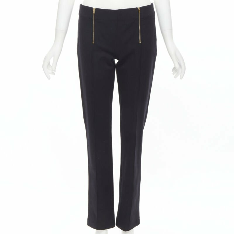 THE ROW black modal cotton dual gold zipper minimal legging pants XSXS-0