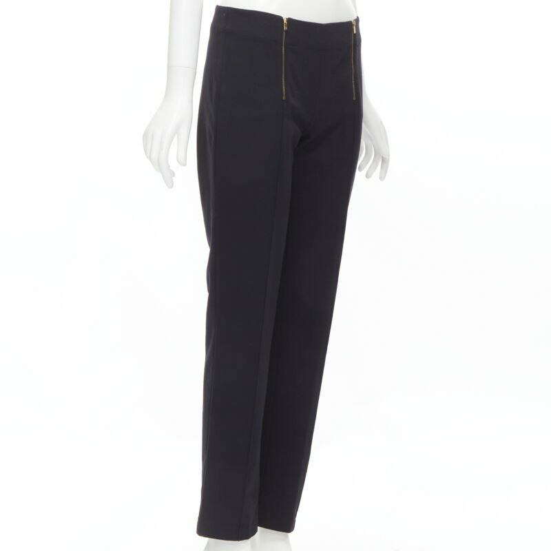 THE ROW black modal cotton dual gold zipper minimal legging pants XSXS-2