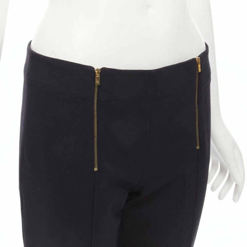 THE ROW black modal cotton dual gold zipper minimal legging pants XSXS-6
