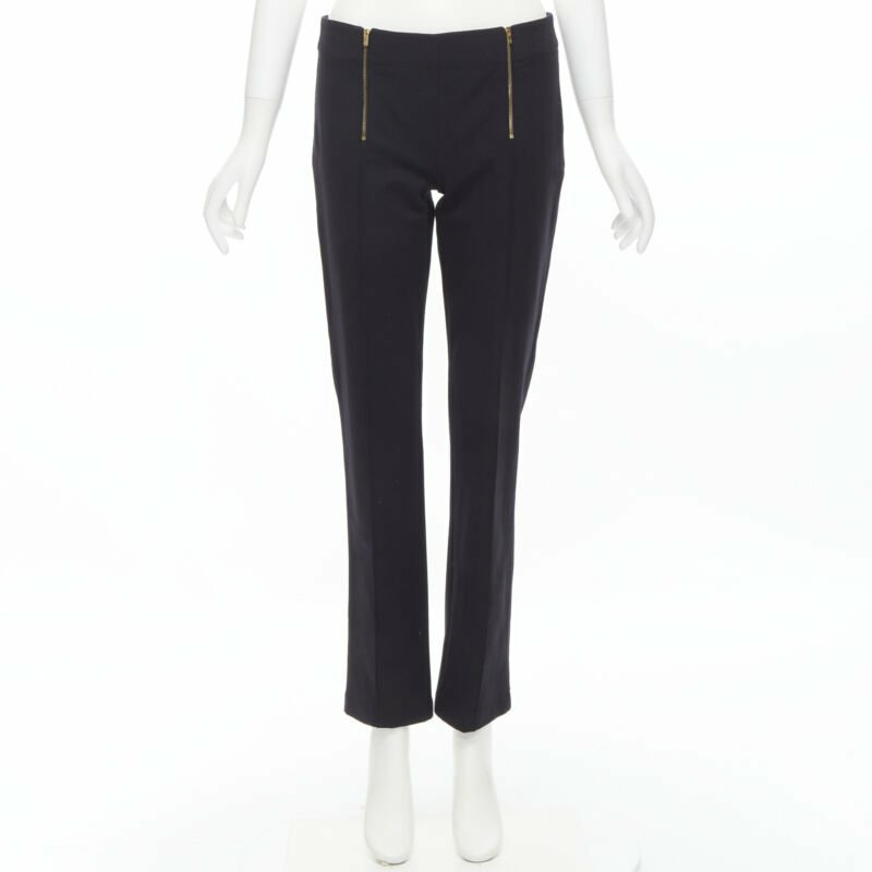 THE ROW black modal cotton dual gold zipper minimal legging pants XSXS-9
