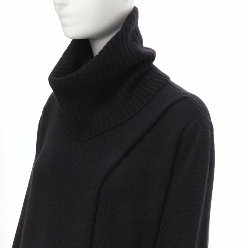 new THE ROW Kirsi 100% cashmere black split front turtleneck sweater tunic S-1