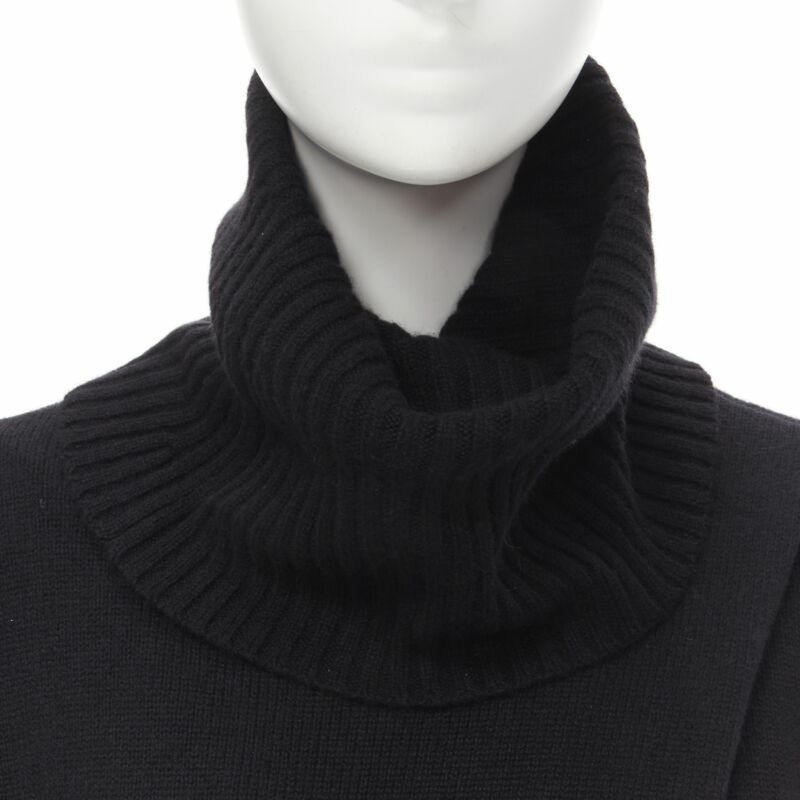 new THE ROW Kirsi 100% cashmere black split front turtleneck sweater tunic S-6