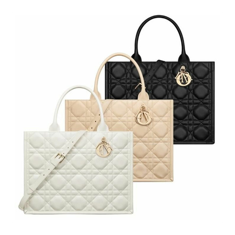 DIOR Book Tote 中型手提包 小牛皮 黑色/米色/拿鐵色