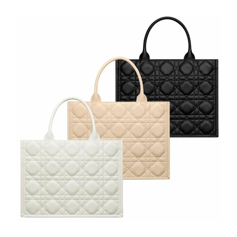 DIOR Book Tote 中型手提包 小牛皮 黑色/米色/拿鐵色-3