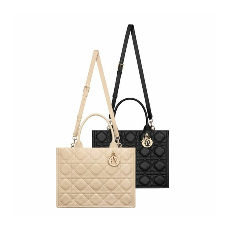 DIOR Book Tote 中型手提包 小牛皮 黑色/米色/拿鐵色-4