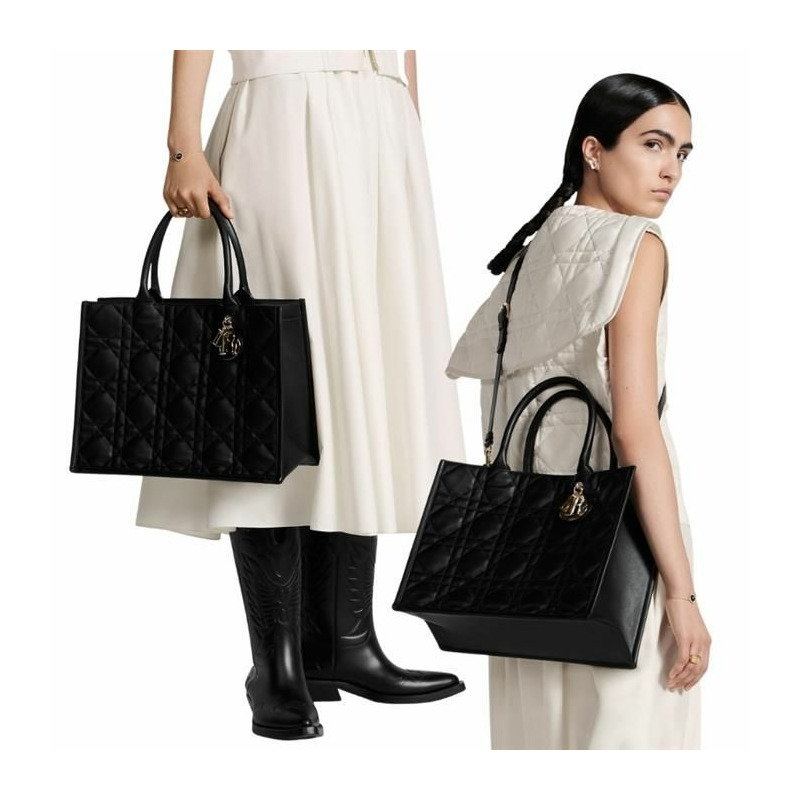 DIOR Book Tote 中型手提包 小牛皮 黑色/米色/拿鐵色-8