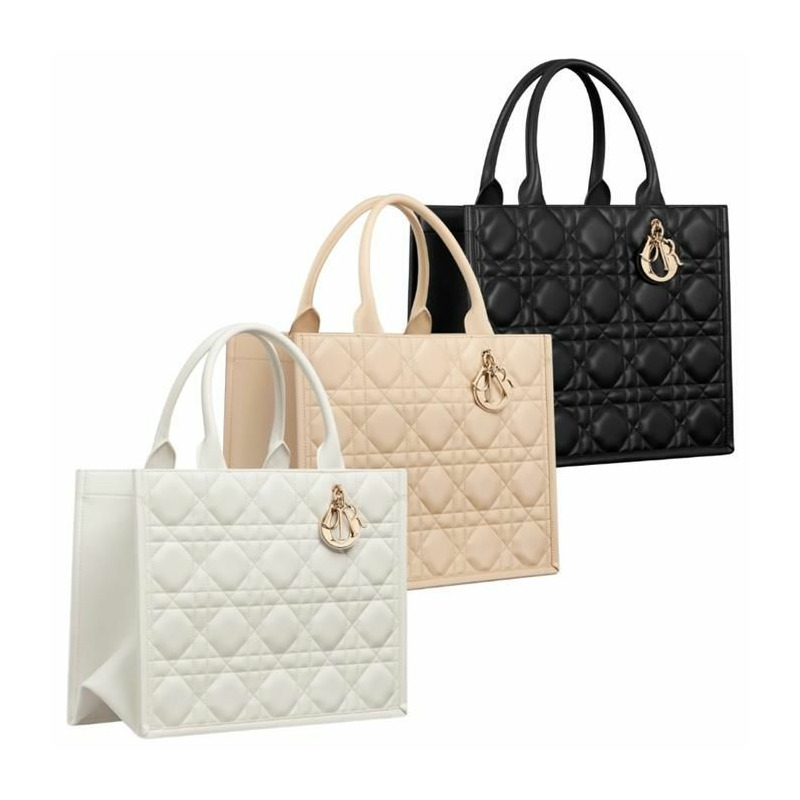 DIOR Book Tote 中型手提包 小牛皮 黑色/米色/拿鐵色-10