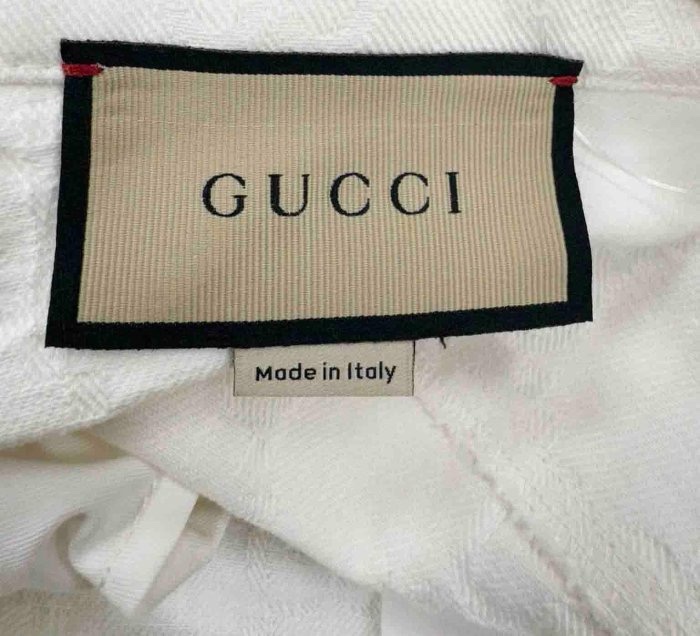 Gucci 浮水印GG logo白色丹寧美裙-5