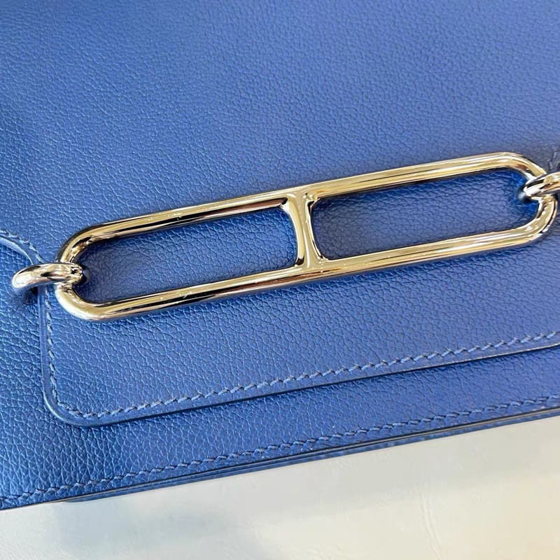🌈Hermes💙Mini Roulis 19💙深藍色銀扣🌈99新🌟Evercolor皮🌟愛馬仕🌟-1