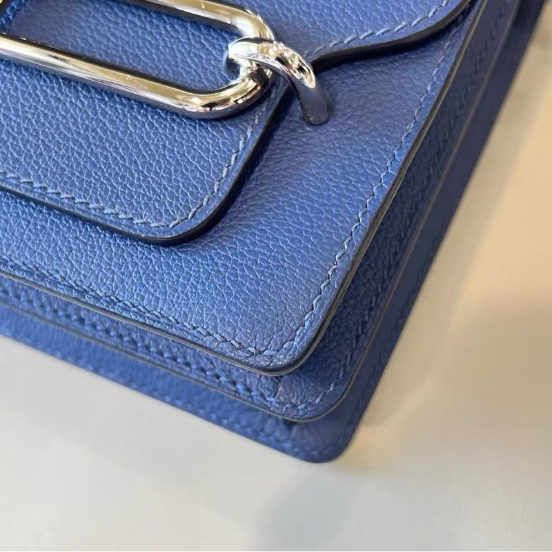 🌈Hermes💙Mini Roulis 19💙深藍色銀扣🌈99新🌟Evercolor皮🌟愛馬仕🌟-3