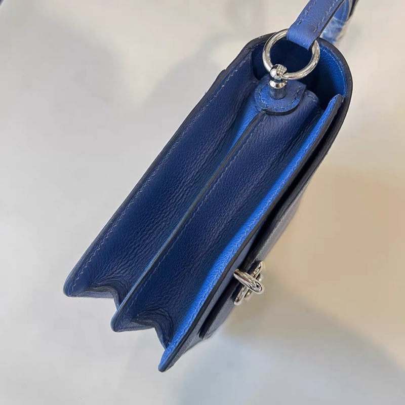 🌈Hermes💙Mini Roulis 19💙深藍色銀扣🌈99新🌟Evercolor皮🌟愛馬仕🌟-4