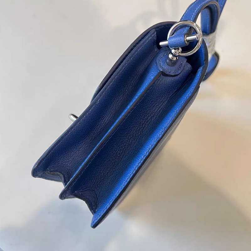 🌈Hermes💙Mini Roulis 19💙深藍色銀扣🌈99新🌟Evercolor皮🌟愛馬仕🌟-5