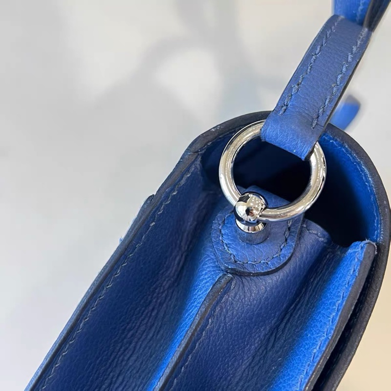 🌈Hermes💙Mini Roulis 19💙深藍色銀扣🌈99新🌟Evercolor皮🌟愛馬仕🌟-6