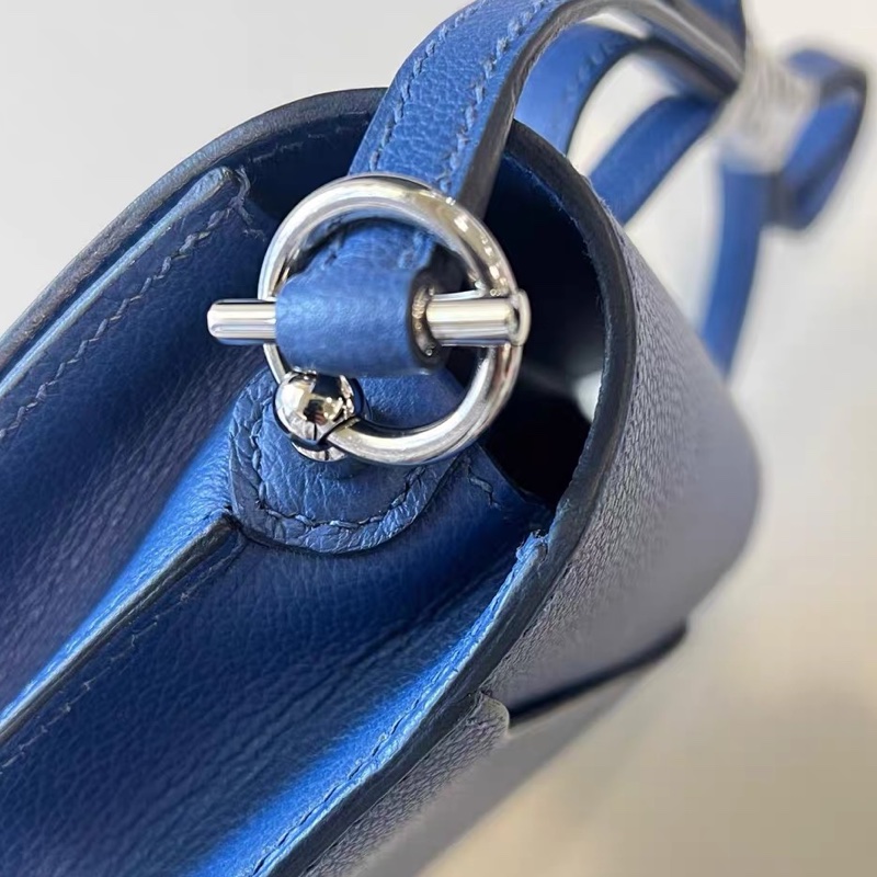 🌈Hermes💙Mini Roulis 19💙深藍色銀扣🌈99新🌟Evercolor皮🌟愛馬仕🌟-7