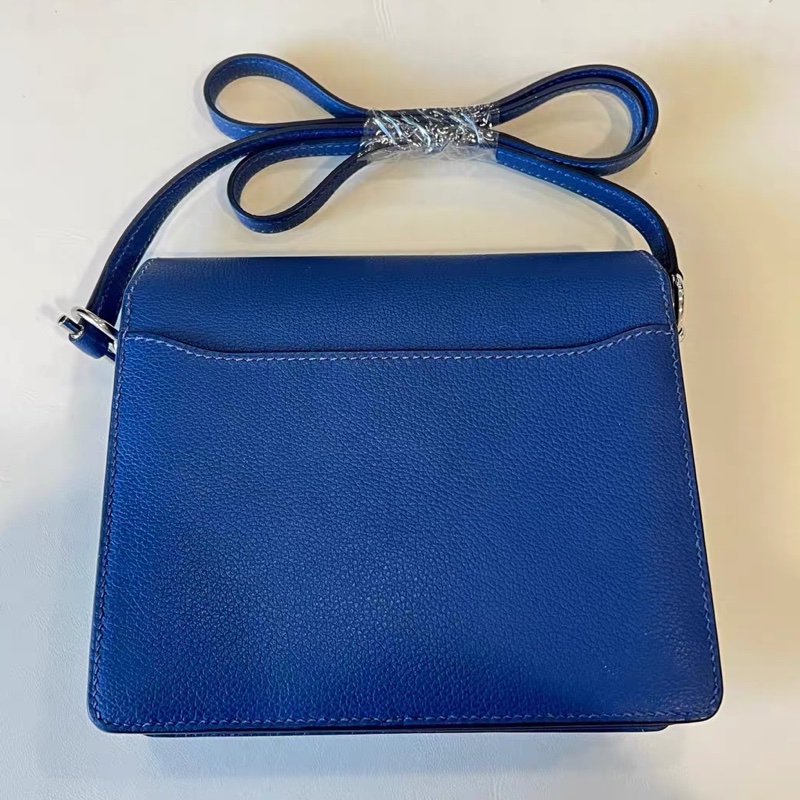 🌈Hermes💙Mini Roulis 19💙深藍色銀扣🌈99新🌟Evercolor皮🌟愛馬仕🌟-8