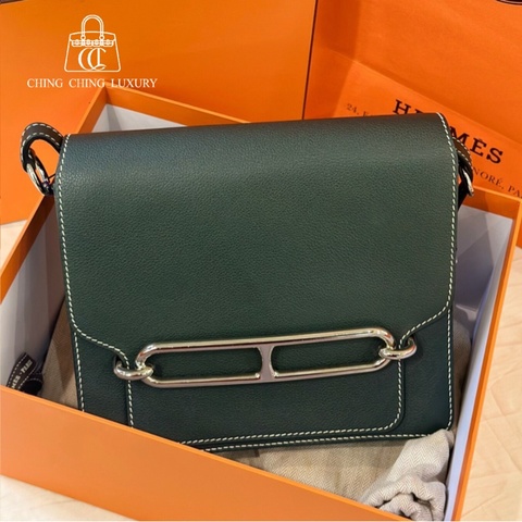 Hermes🌈Roulis 23💚松柏綠銀扣💚98新🌟evercolor皮🌟愛馬仕🌟