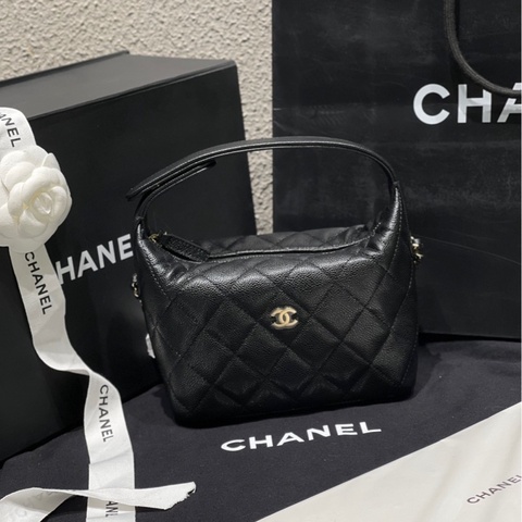 Chanel🈳香奈兒新款黑金25C 25B飯盒包小logo，牛皮荔枝皮全新原膜
