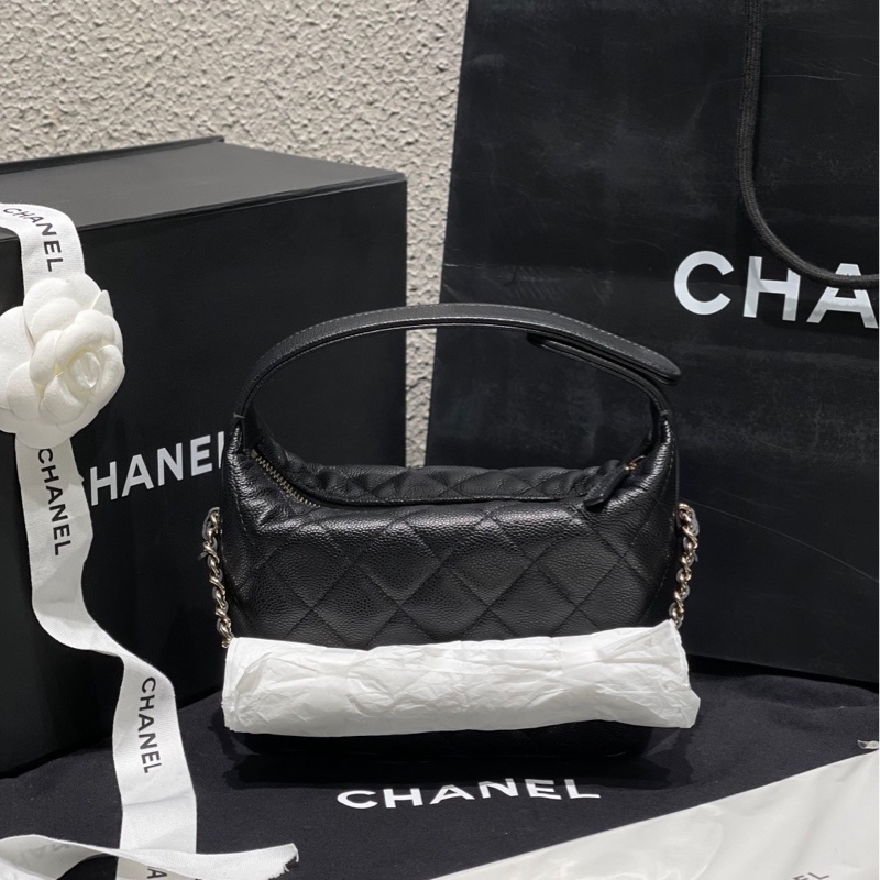 Chanel🈳香奈兒新款黑金25C 25B飯盒包小logo，牛皮荔枝皮全新原膜-1