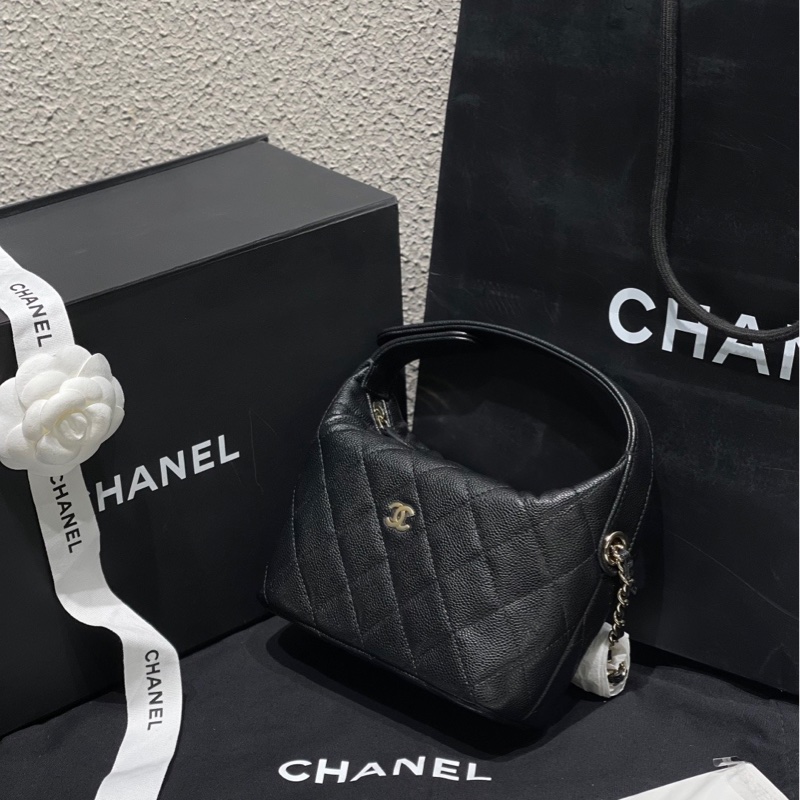 Chanel🈳香奈兒新款黑金25C 25B飯盒包小logo，牛皮荔枝皮全新原膜-4