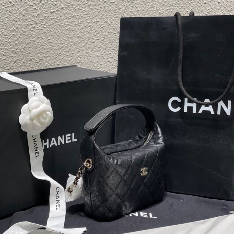 Chanel🈳香奈兒新款黑金25C 25B飯盒包小logo，牛皮荔枝皮全新原膜-5