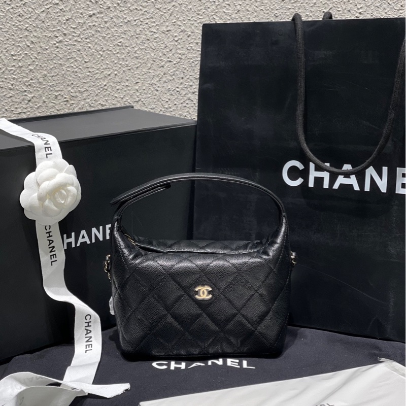 Chanel🈳香奈兒新款黑金25C 25B飯盒包小logo，牛皮荔枝皮全新原膜-6
