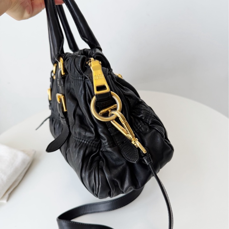 PRADA普拉達 系列褶皺高菲手提包單肩斜挎包-2