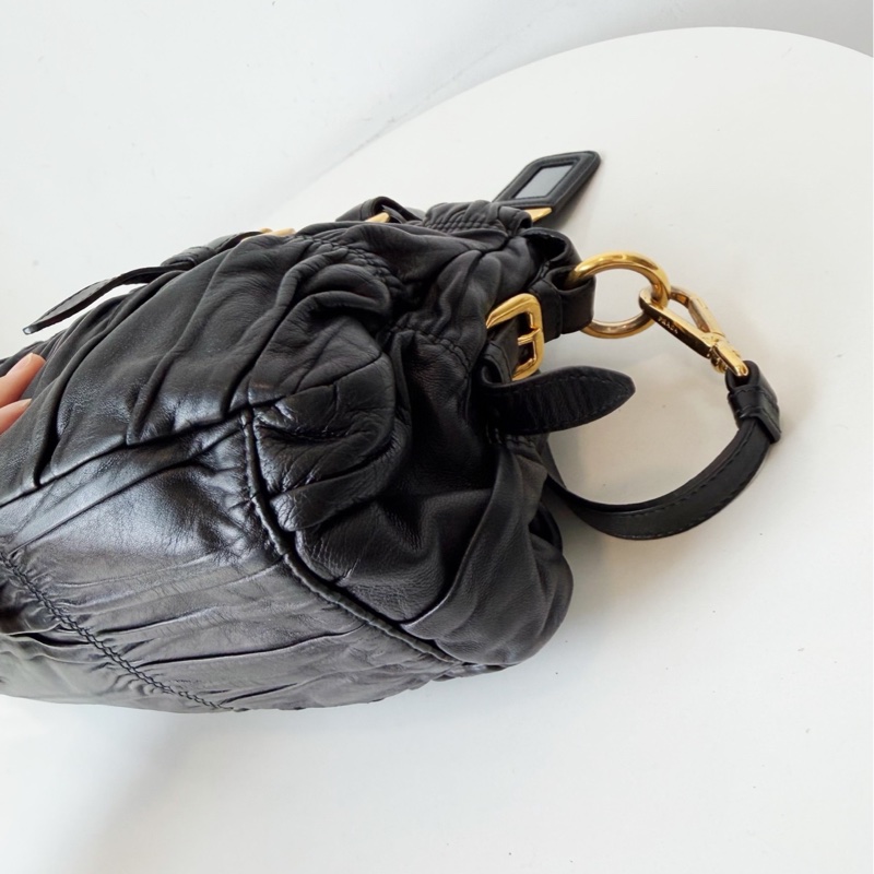 PRADA普拉達 系列褶皺高菲手提包單肩斜挎包-7