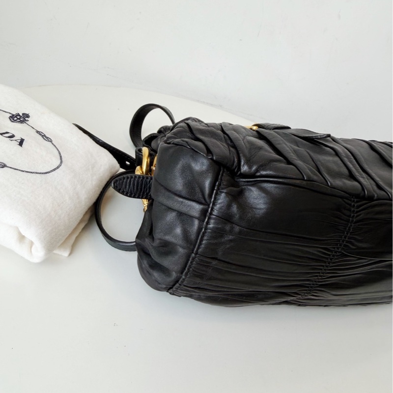 PRADA普拉達 系列褶皺高菲手提包單肩斜挎包-9