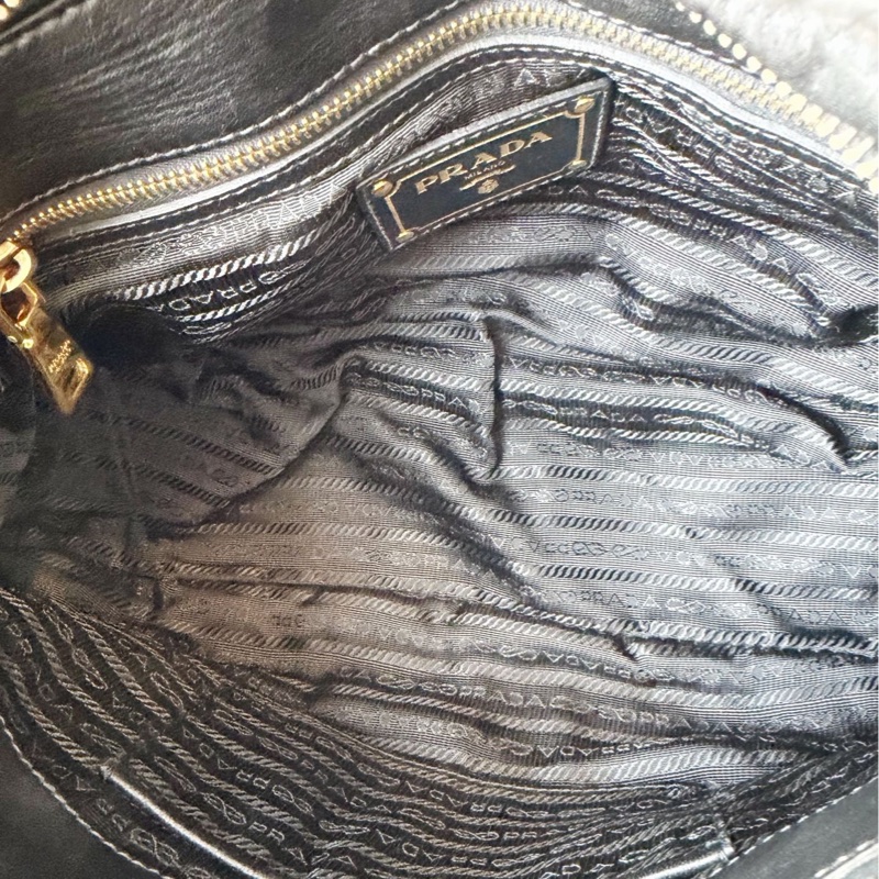 PRADA普拉達 系列褶皺高菲手提包單肩斜挎包-10