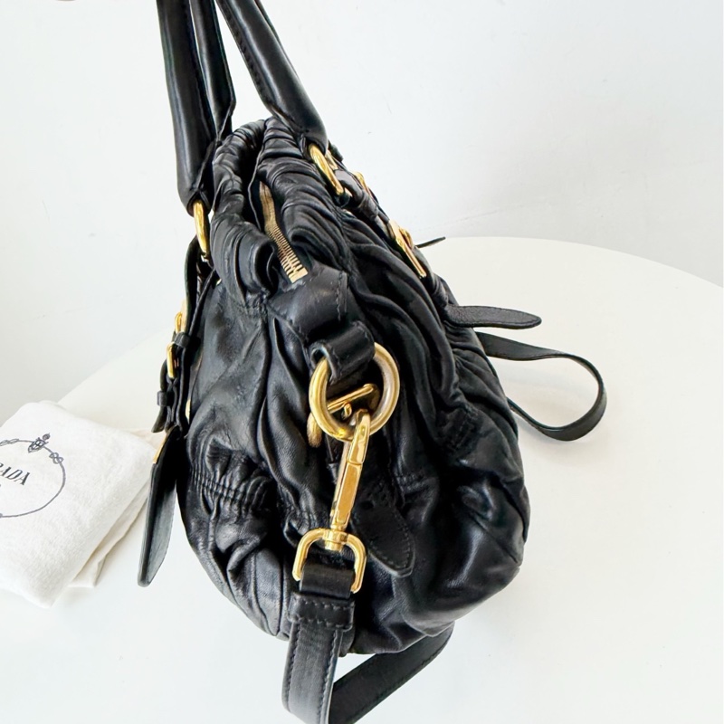 PRADA普拉達 系列褶皺高菲手提包單肩斜挎包-13