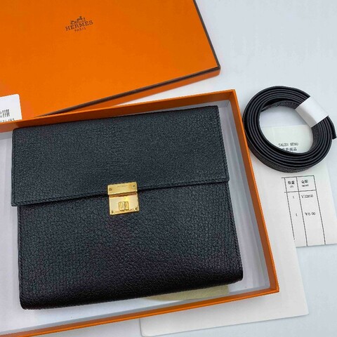 Hermes愛馬仕 Clic16黑金包 斜挎包 Epsom皮 Z刻