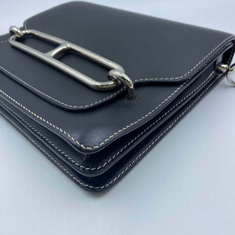 Hermes愛馬仕 Roulis豬鼻子23 黑銀 D刻-12