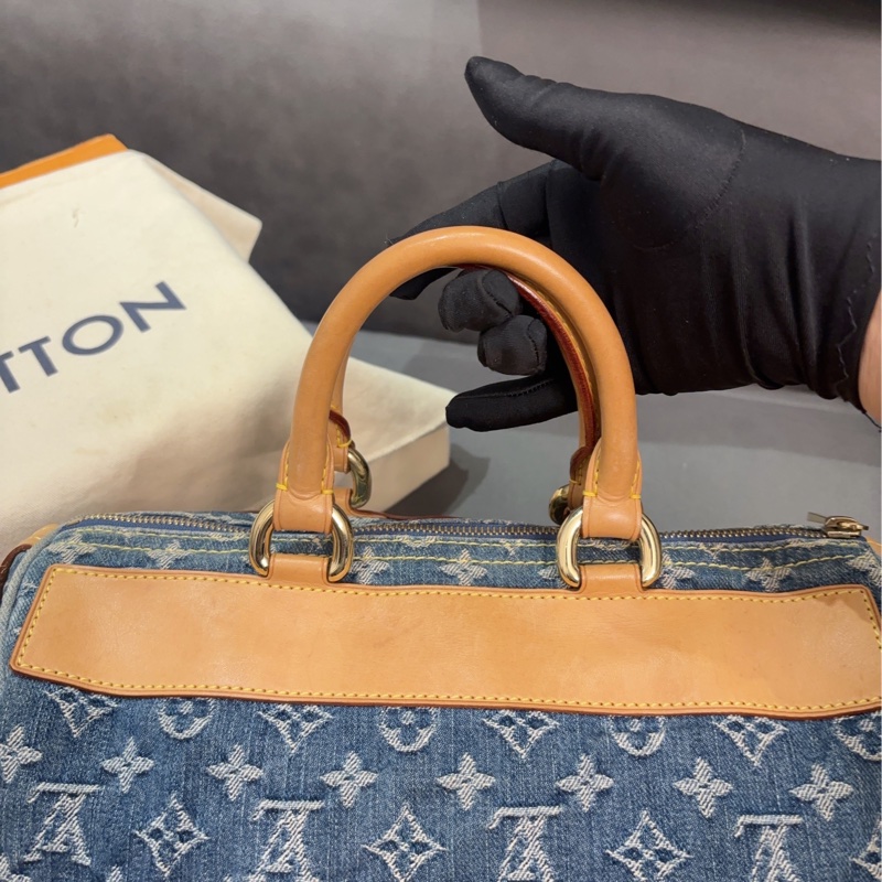 LV牛仔丹寧波士頓包-7