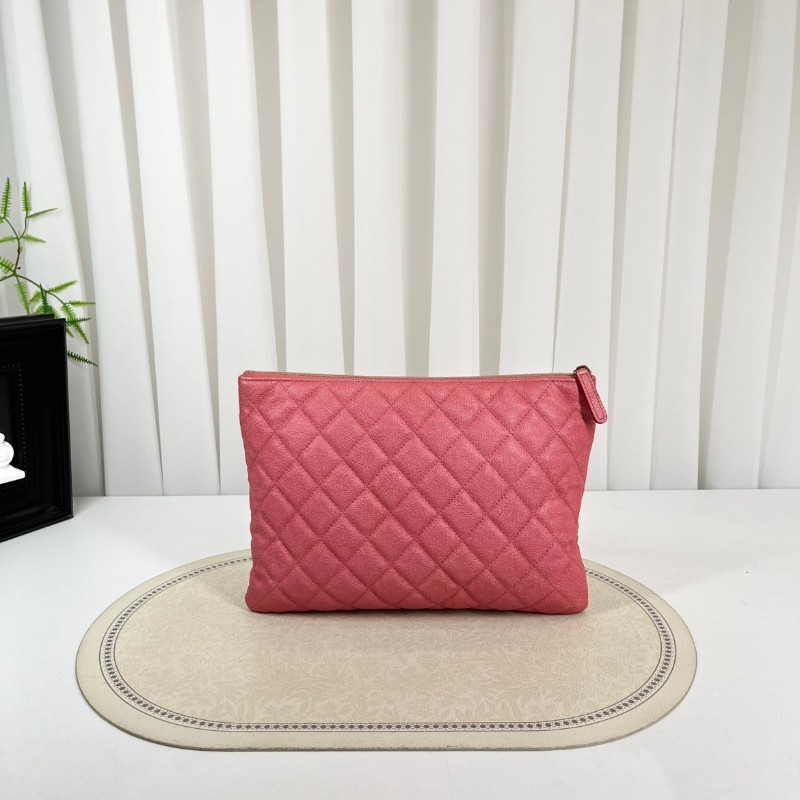 CHANE 粉色荔枝牛皮手拿包-1