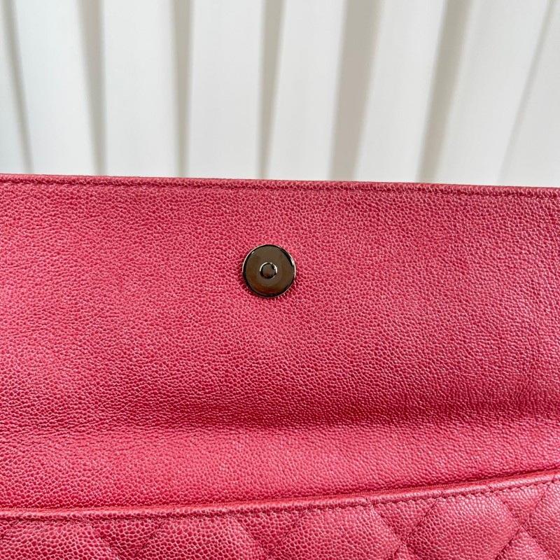 CHANE 粉色荔枝牛皮手拿包-8