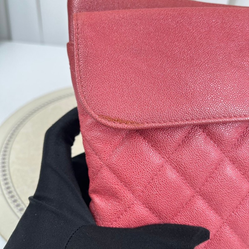 CHANE 粉色荔枝牛皮手拿包-11