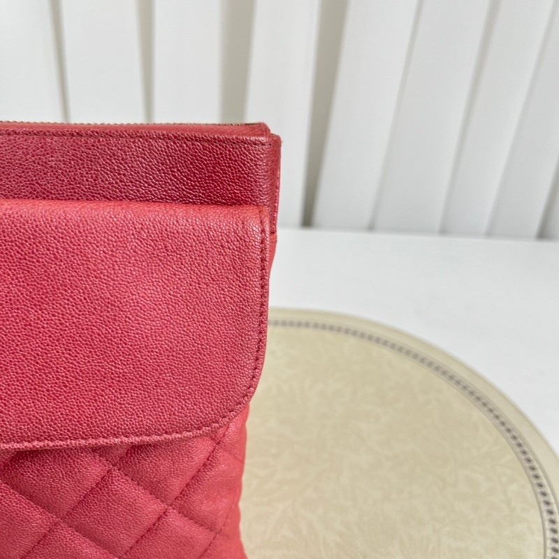 CHANE 粉色荔枝牛皮手拿包-14