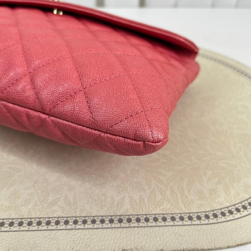 CHANE 粉色荔枝牛皮手拿包-19