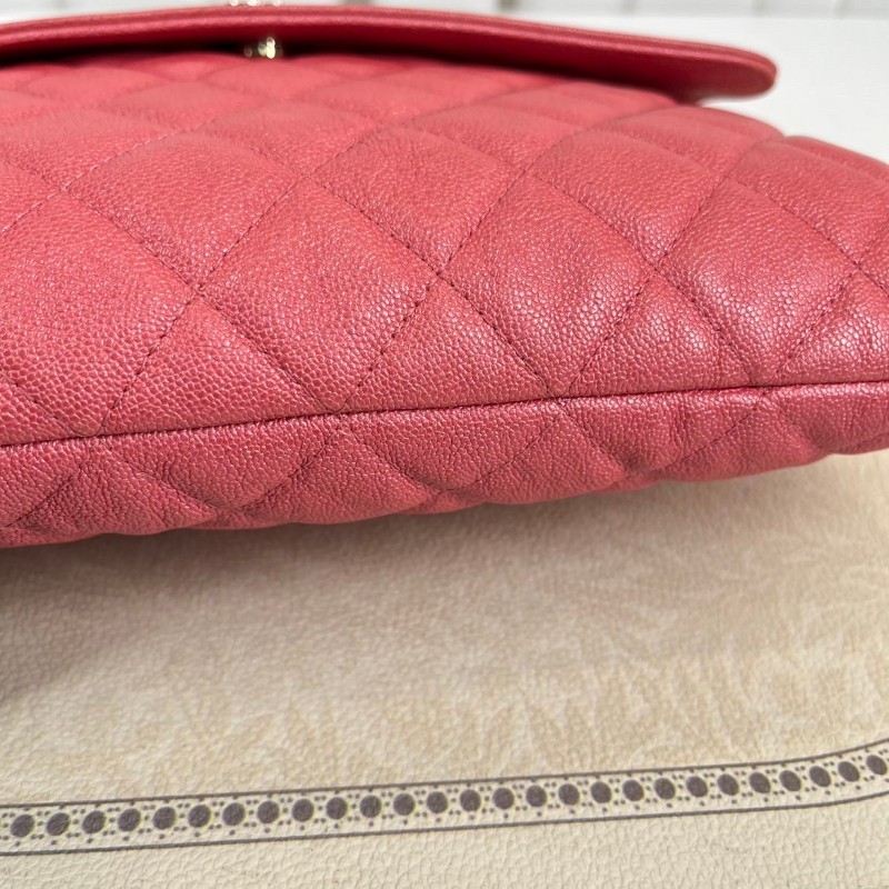 CHANE 粉色荔枝牛皮手拿包-20