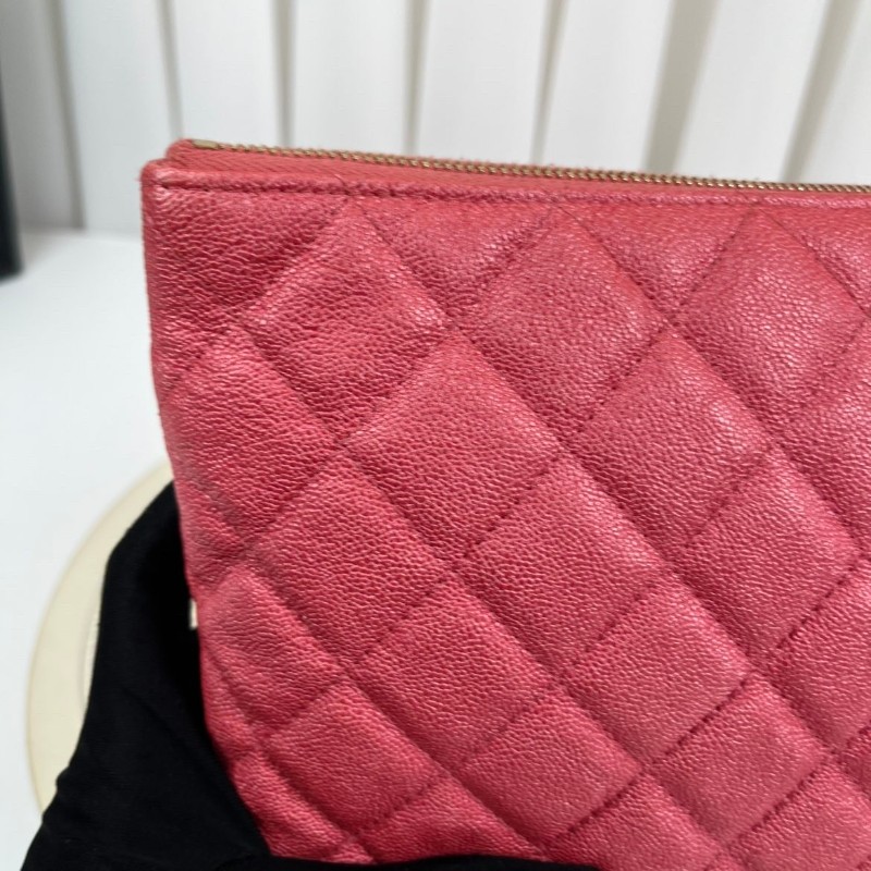 CHANE 粉色荔枝牛皮手拿包-22