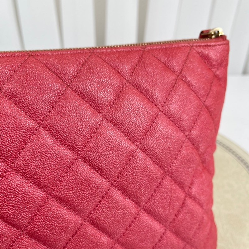 CHANE 粉色荔枝牛皮手拿包-23