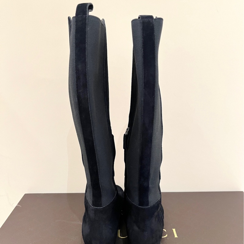 Gucci古馳黑色麂皮彈力長筒靴 370426 36.5碼 97新-3