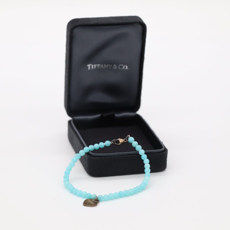Tiffany & Co. 蒂芙尼 Return to Tiffany Mini Heart Tag 銀色 純銀 天河石珠 手鍊-0