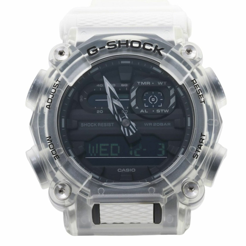 卡西歐 G-SHOCK GA900 系列 GA900SKL7AJF 男士手錶,黑色、透明、白色,樹脂錶帶-0