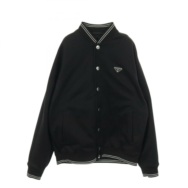 PRADA 三角形 logo RE-NYLON 雙面穿短版外套 #M 抓絨尼龍棉 BK-2