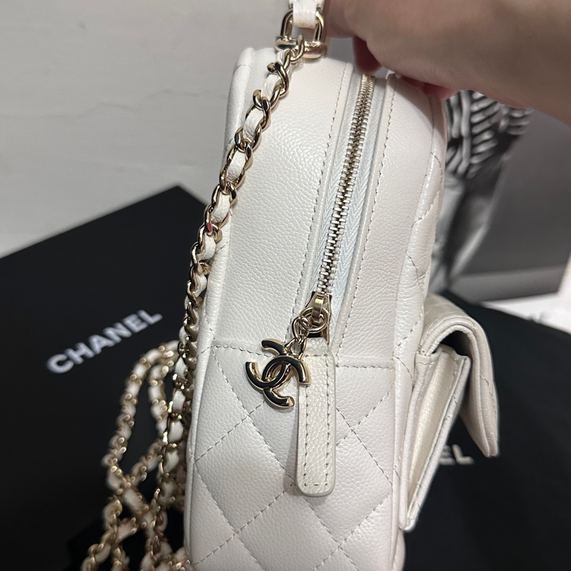 Chanel 香奈兒 粒紋牛皮淡金釦 迷你後背包(AP3753-白) ✨-4