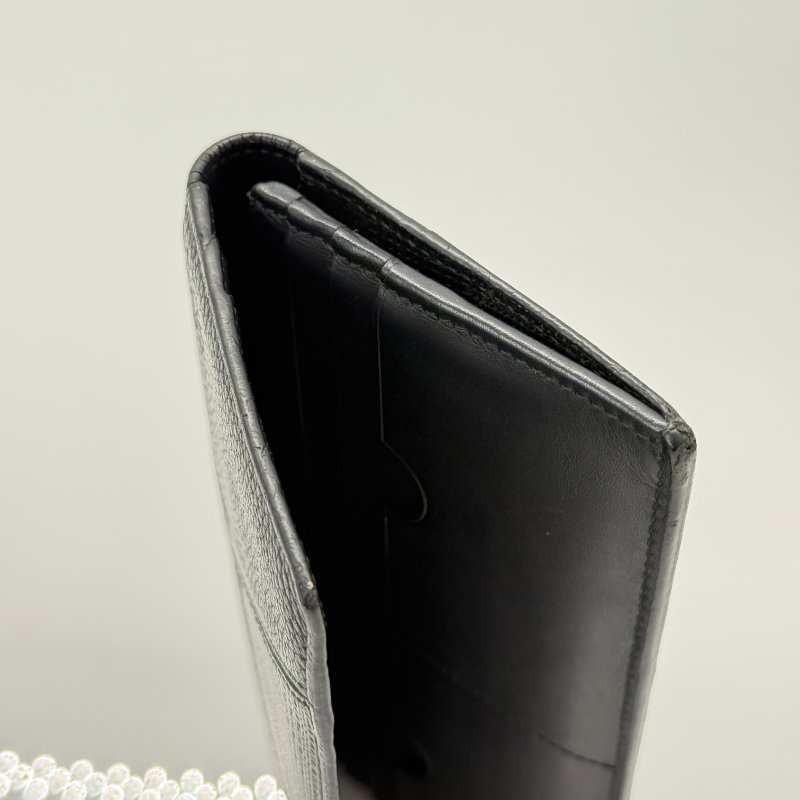 LOEWE 黑色 牛皮壓花拼接長夾-3