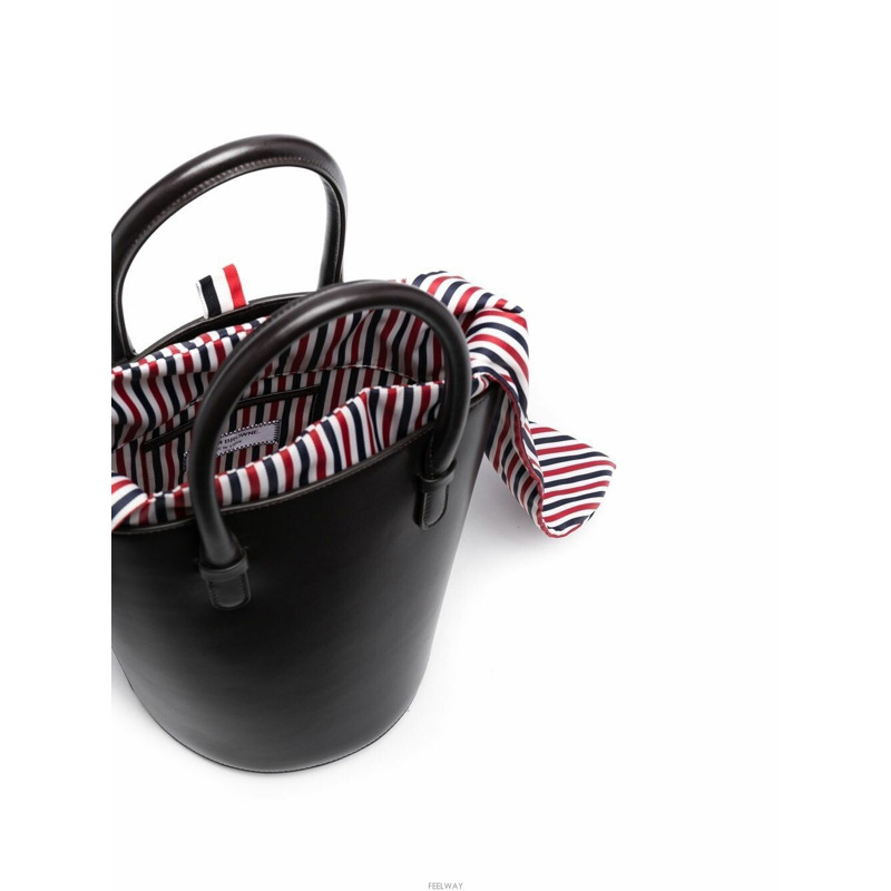 THOM BROWNE 條紋水桶包 / 深棕色 (FAP383A 06549 210)-8