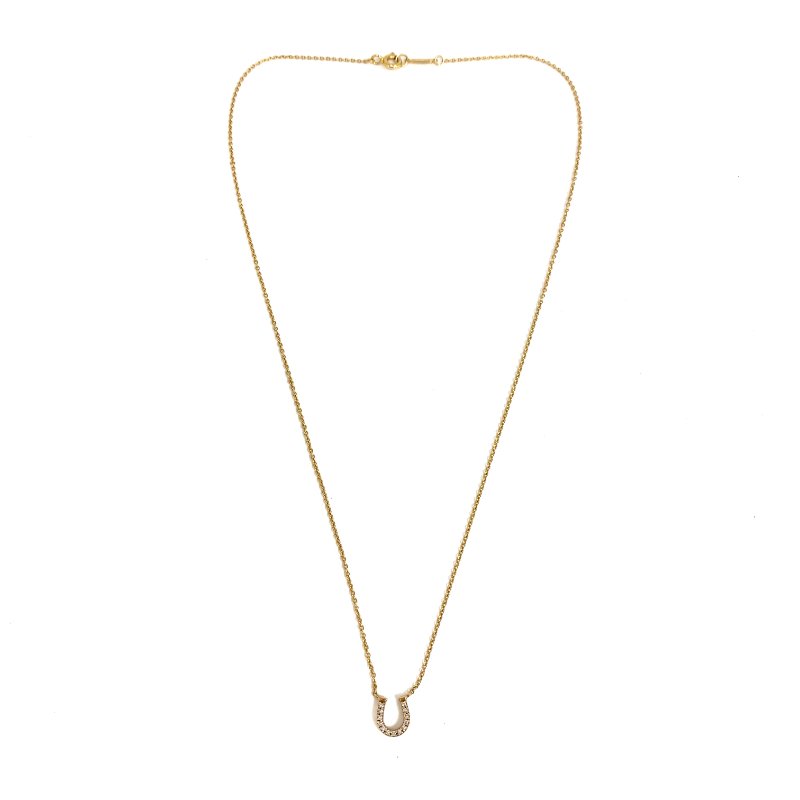☆ Tiffany & Co. 蒂芙尼 18K Yellow Gold Diamond Horseshoe Necklace 2.01g 18K黃金鑽石馬蹄頸鏈2.01g - 257020005-3